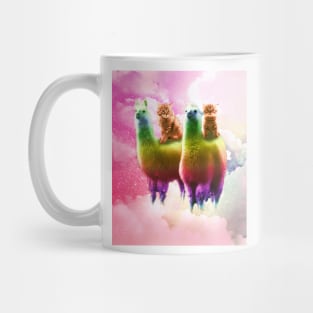 Kitty Cat Riding On Rainbow Llama In Space Mug